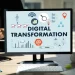 A computer screen with the words digital transformation on it