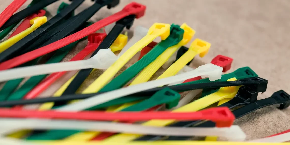 Colorful cable ties for home office organization