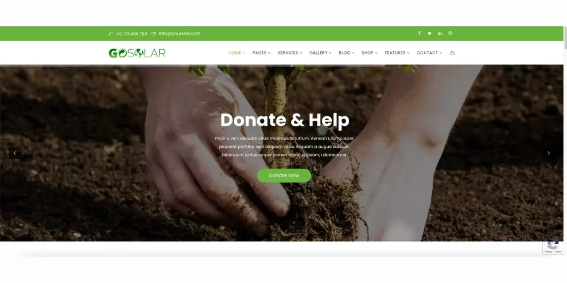 GoSolar theme preview demonstrating eco-friendly WordPress design