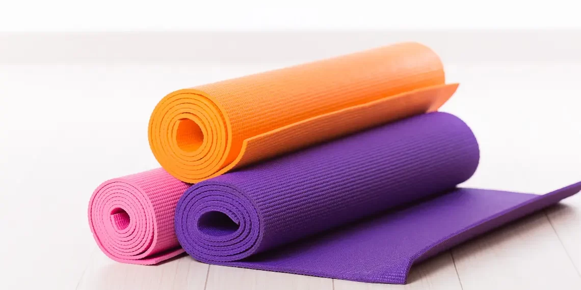 Yoga mats for wellness in home office organization