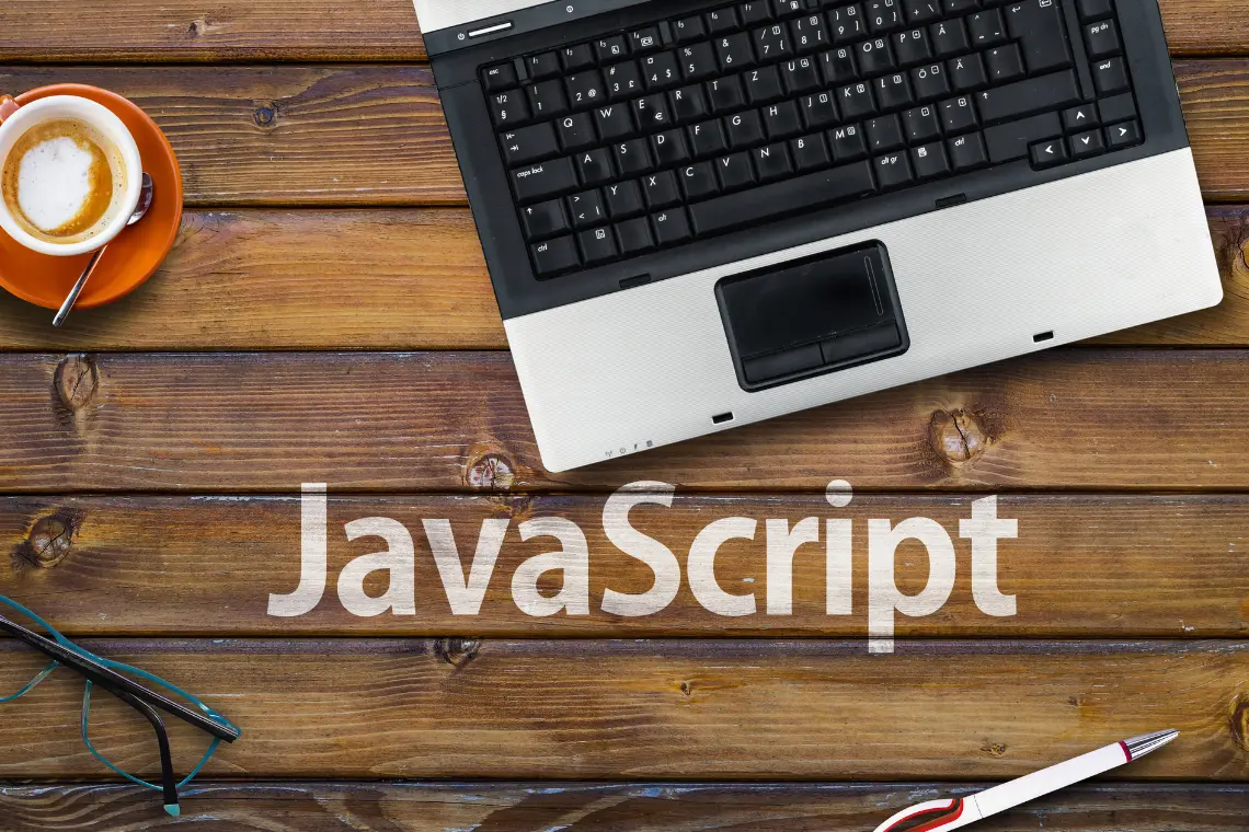JavaScript coding session essentials with coffee and laptop