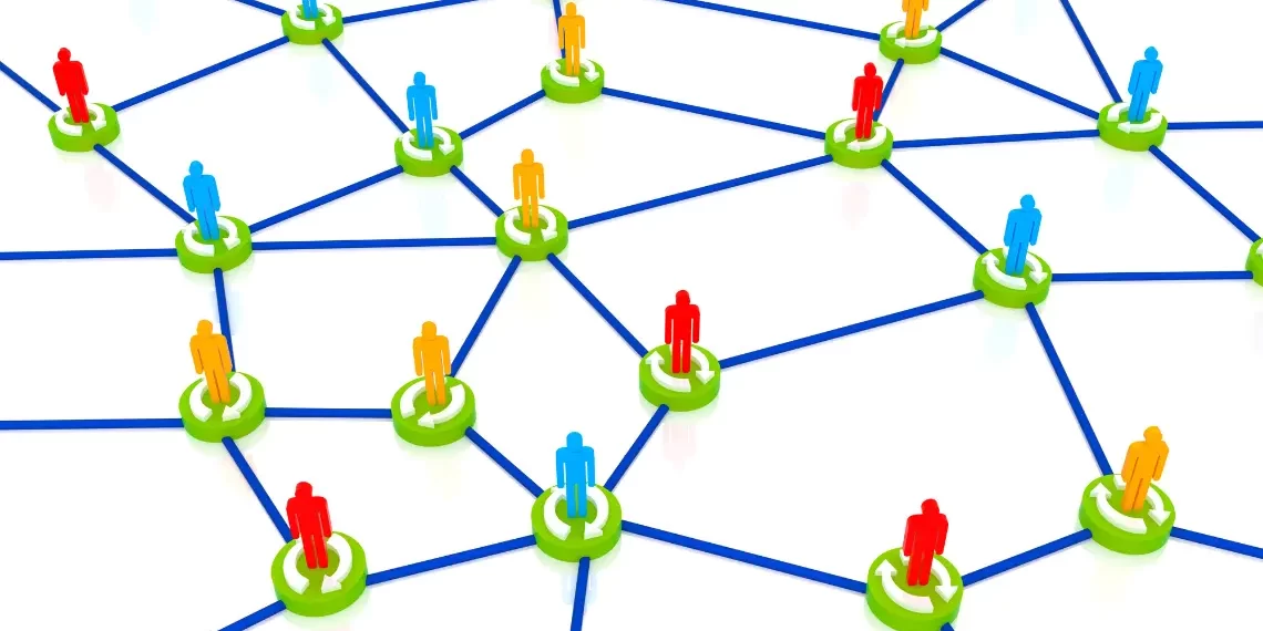 Network of connected people icons