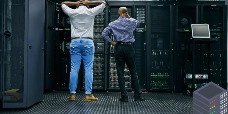 Developers Troubleshooting Server Issues in Data Center