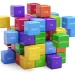 Colorful 3D blocks showcasing various programming languages
