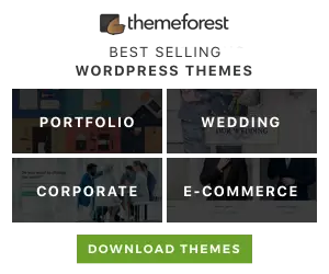 ThemeForest theme categories banner - Portfolio, Wedding, Corporate, E-commerce. Download Themes.