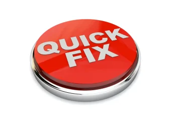 Quick Fix button symbolizing urgent WordPress code and database updates