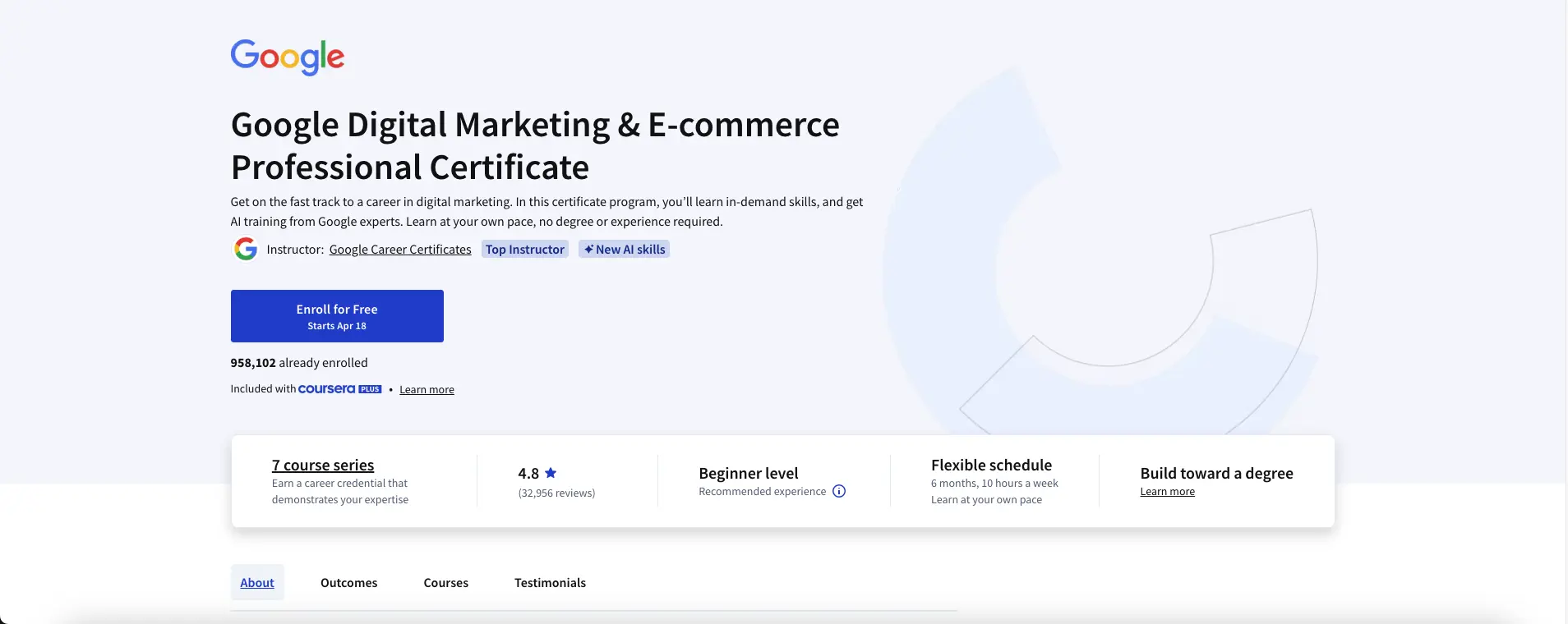 Google Digital Marketing and E-commerce Professional Certificate on Coursera