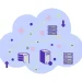 Illustration of cloud storage with servers, databases, and data connections representing cloud storage solutions comparison