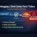Diagram showing Contact Form 7 REST API request blocked by Cloudflare WAF causing a silent 403 error