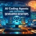 AI coding agents integrated into developer desktop environments helping automate coding, debugging, and testing workflows